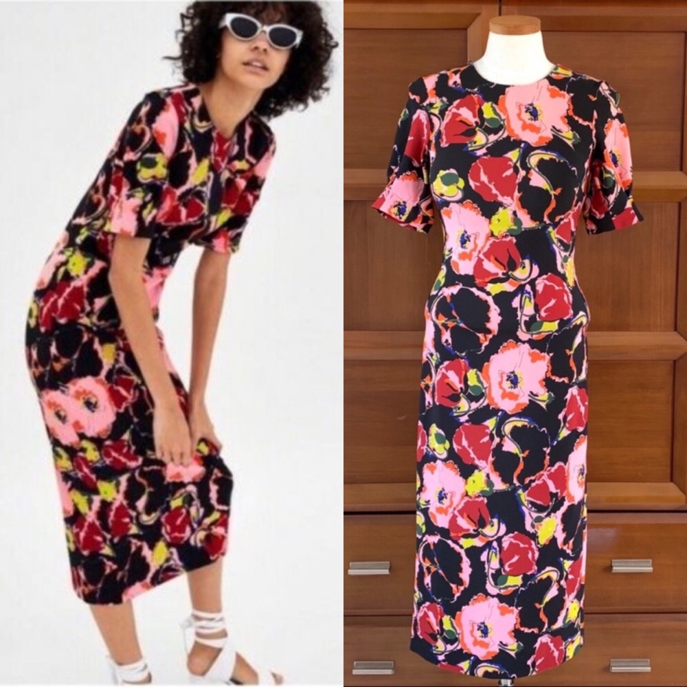 Zara floral midi dress